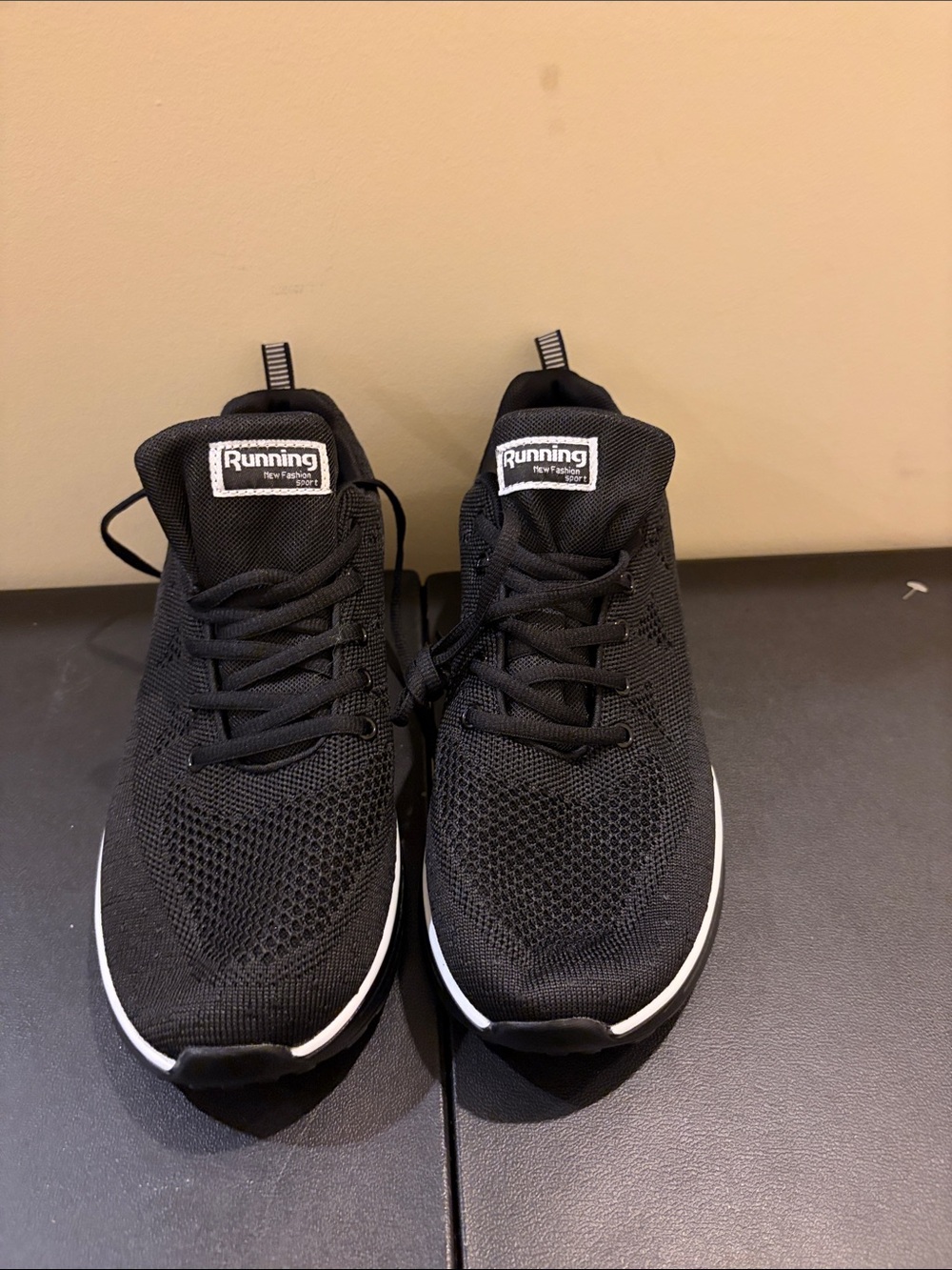 Nike Men’s Black Knit Running Sneakers with White Sole Accents